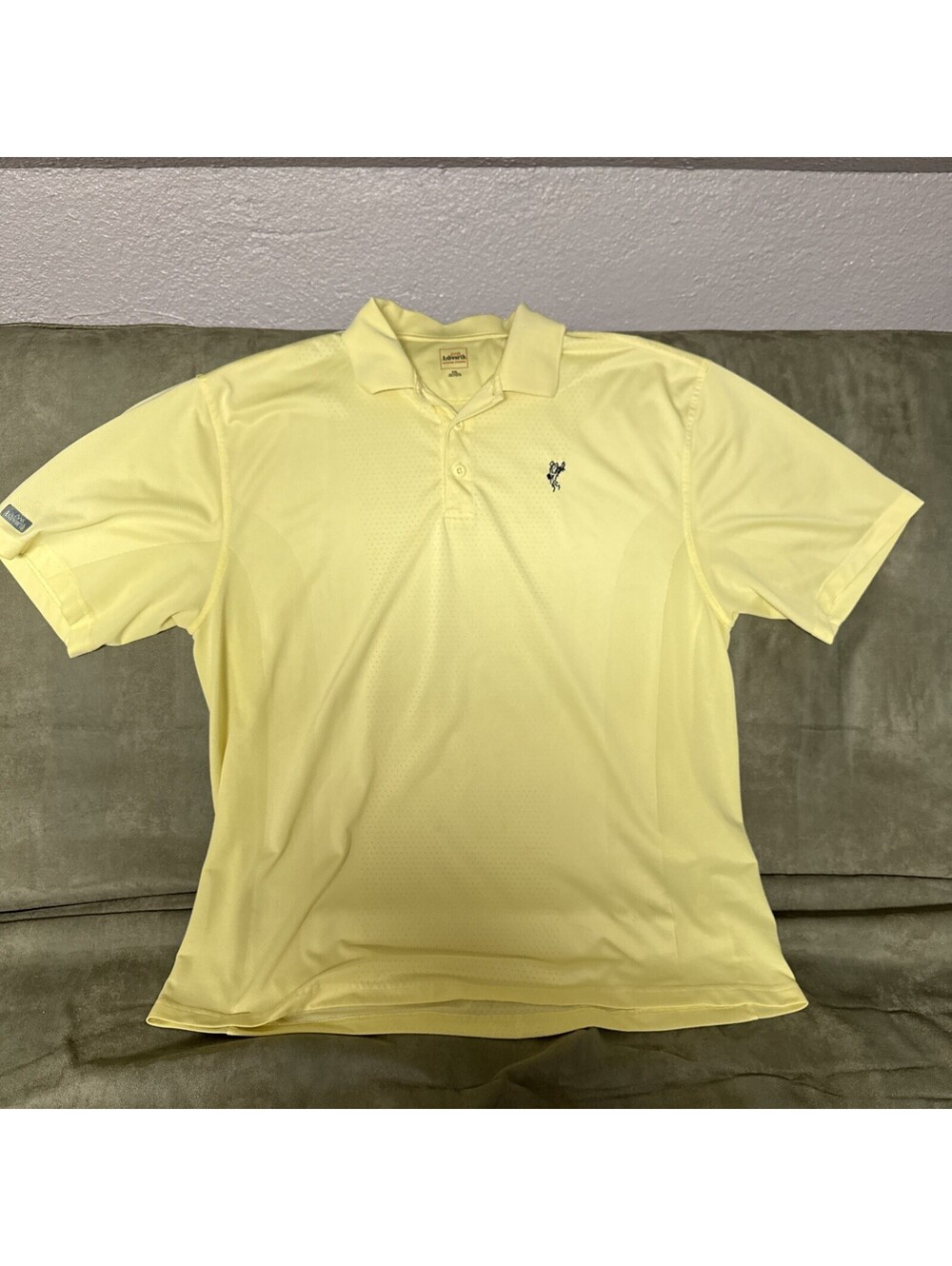 XXL Ashworth Yellow Golf Shirt 100% Cotton Logo Short Sleeves